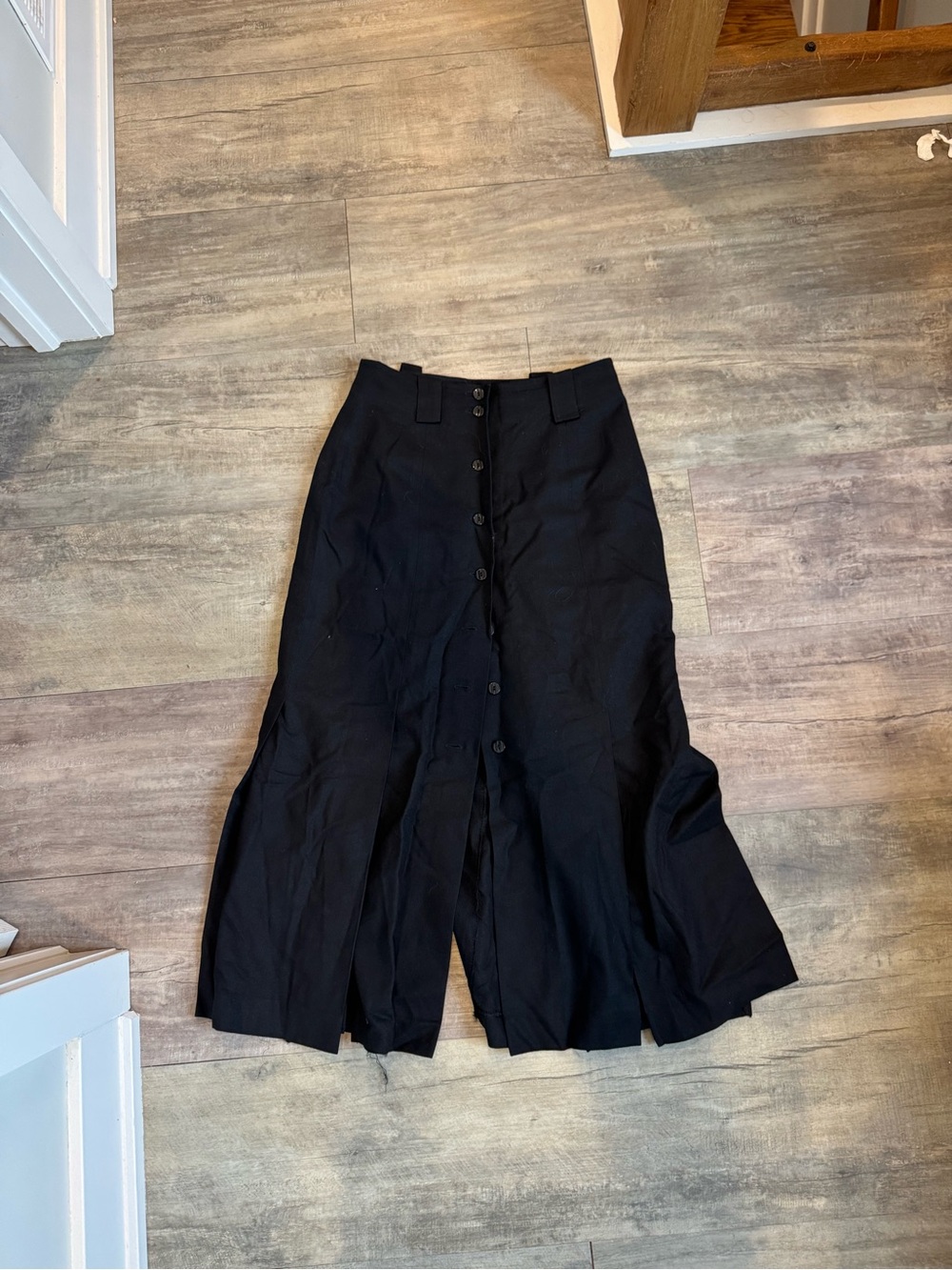 Black Button-Front Maxi Skirt